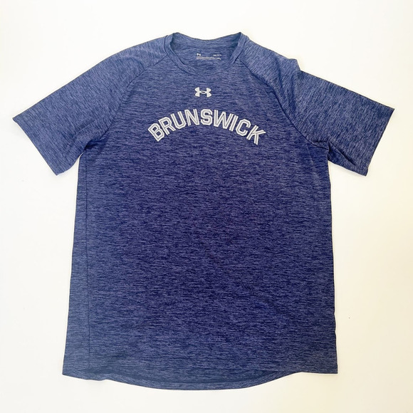 Under Armour Mens Heatgear Tee Shirt Navy Blue Sz LG Short Sleeve Brunswick - Picture 1 of 6